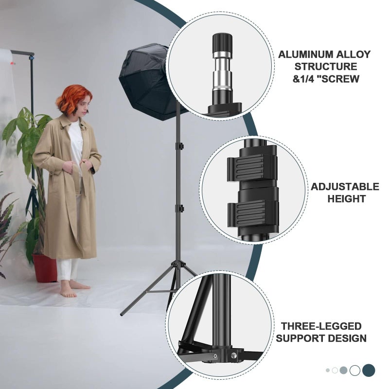 EMART 7 Ft Light Stand for Photography, Portable Photo Video Lighting Tripod with Carry Case for Speedlight, Flash, Softbox, Strobe, Camera, Selfie, Photographic Portrait -1 Pack - Image 2